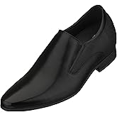 CALTO Men's Invisible Height Increasing Elevator Shoes - Black Leather Slip-on Formal Dress Loafers- 3 Inches Taller - Y5530 - Size 9 D(M) US