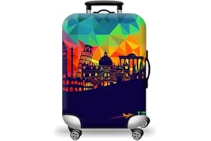 WUJIAONIAO Travel Luggage Cover Spandex Suitcase Protector Washable Baggage Covers (M (for 22-24 inch luggage), City)
