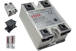 SUNGAZE COFFEE Industrial 25A DC to AC Solid-State Relay with Terminal & Transparent Cover - Input 3-32 VDC & Output 24-380 VAC, Max Rating 25A Peak, 10A Continuous - Reliable Switching Solution for Industrial