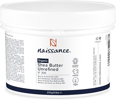 Naissance Organic Unrefined Shea Butter 250g - Pure Raw Natural Vegan for Skin