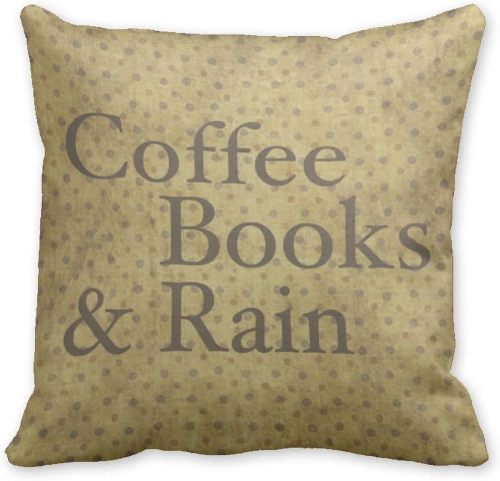 Kronial Throw Pillow Case Covers Coffee Books and Rain Personalized Pillowcase