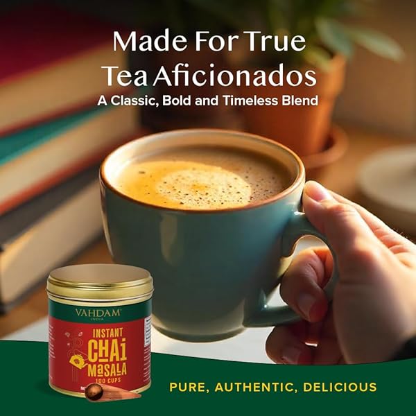 VAHDAM INSTANT CHAI TEA (3OZ/85G) – TRADITIONAL MASALA CHAI | MAKES 100 CUPS | NATURAL SPICES, ZERO CALORIES | INSTANT INDIAN TEA – NO STEEPING | UNSWEETENED TEA POWDER | FREE BAMBOO SPOON INSIDE