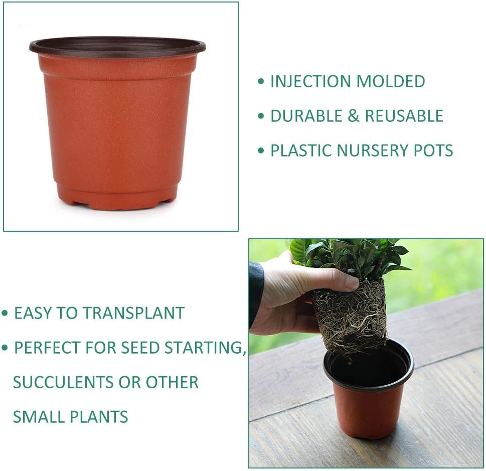 GROWNEER 120 Packs 4 Inches Plastic Plant Nursery Pots with 15 Pcs Plant Labels, Seed Starting Pot Flower Plant Container for Succulents, Seedlings, Cuttings, Transplanting: Garden & Outdoor