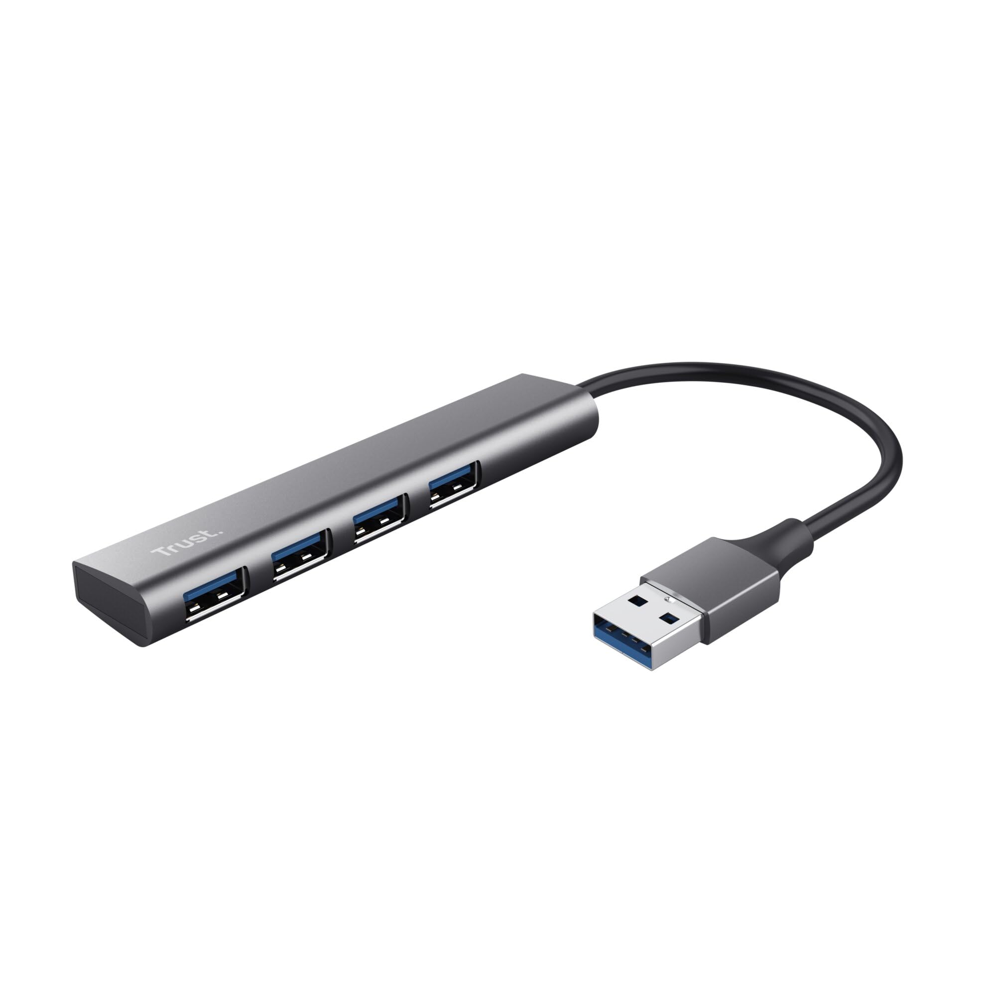 Trust Halyx USB Hub 4-Port USB-A 3.2 Gen 1, 5 Gbps Data Transfer Speed, Thin and Compact Data Hub, Plug & Play, Slim Portable USB Splitter for Computer, PC, Desktop, Laptop, Macbook