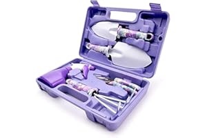 PULNDA Garden Tool Set, Potable Durable Gardening Planting Tools Gift Kit with Non-Slip Rubber Grip, Including Anti-Rust Trowel, Cultivator, Pruning Shear, Water Sprayer and Case, Great Gift（5 Piece）