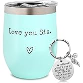 SHOW-YA Sisters Gifts from Sister - I Love You Sis-Christmas Gift Birthday Gift for Sister - Sisters Gifts - 12oz Coffee Tumbler for Besties, Girls(Mint)