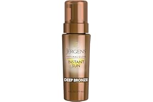 Jergens Natural Glow Instant Sun Body Mousse, Self Tanner for Deep Bronze Tan, Sunless Tanning Body Bronzer for Natural Looking Color Instantly, 6 Oz