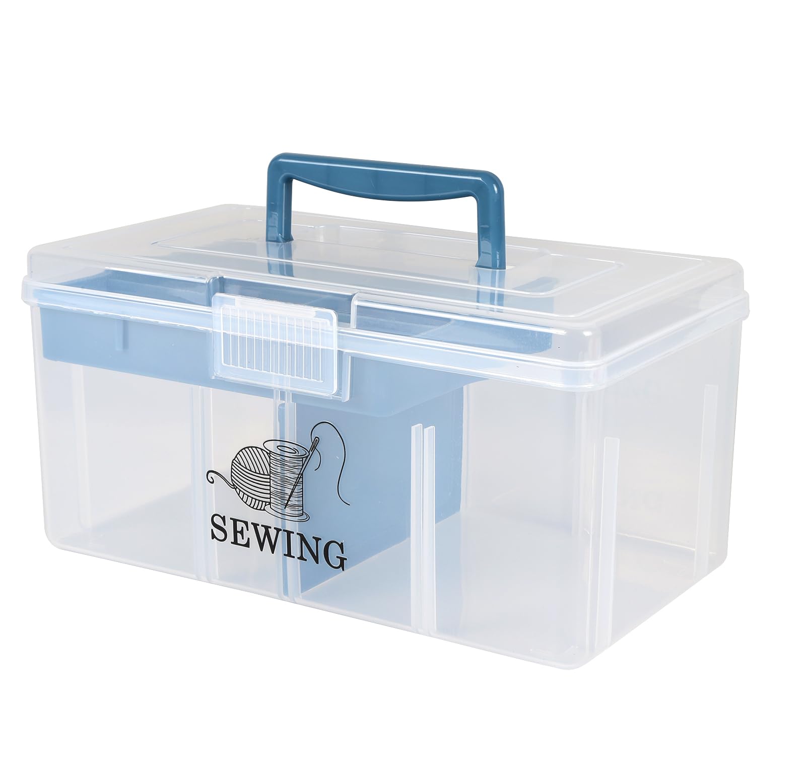 Gzsekken Sewing Box Organiser - 2 Layer With Removable Tray and Divider, Portable Kit, Thread Organiser, Multi-Use for Accessories, Stationery, Art & Crafts