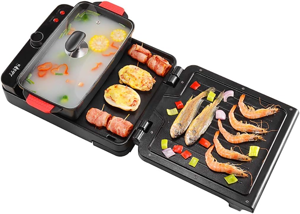 Review Foldable Nonstick Electric Grill with Hot Pot, 180 ° Flip Cover