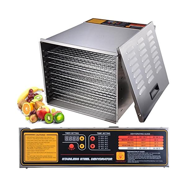 1200W-10-Tray-Stainless-Steel-Digital-Food-Jerky-Fruit-Dehydrator-with-10-Stainless-Steel-Shelves-Digital-Timer