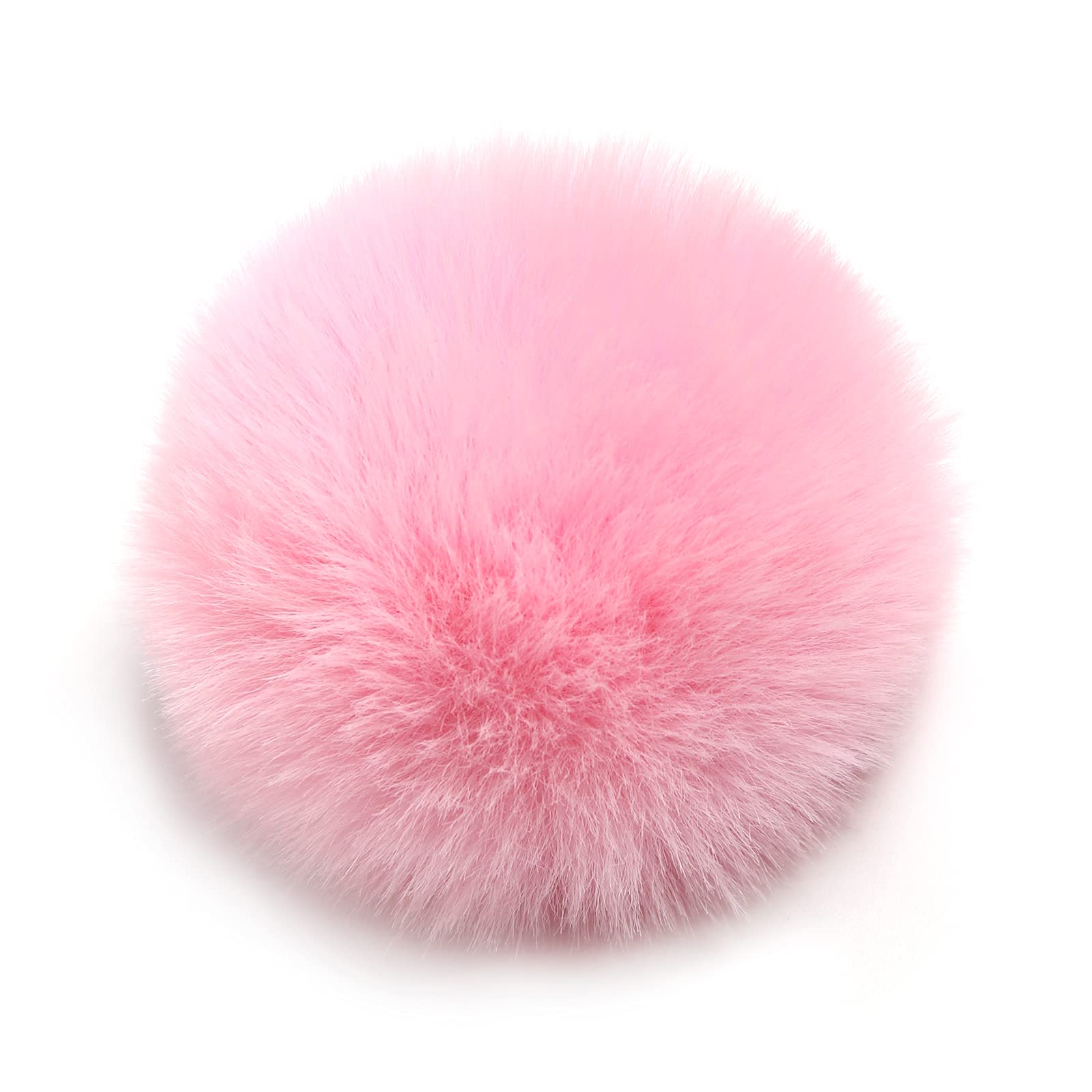 Furling Pompoms DIY Pack of 12 Faux Fur Pom Poms for Hats Soft Knitting Accessories (Bright Pink, 8cm)
