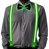 Ainiv Light Up Neckties Bowties Suspenders LED Party Supplies Glow in the Dark Adjustable for Women and Men Parties