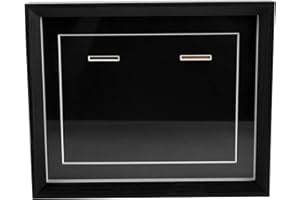 Uonlytech Wooden Medal Display Frame Wall-Mounted Shadow Box A4 Double Panel with Two Holes for Running Medals