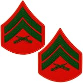 Marine Corps (USMC) Chevron Green Embroidered on Red CPL E4 Male