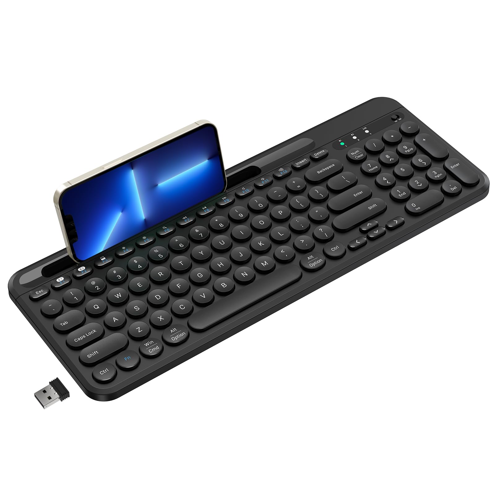 Photo 1 of cimetech Bluetooth Keyboard, Dual Mode (BT 5.1+2.4G) Wireless Keyboard, Silent Computer Keyboard for Windows PC Laptop iPad Smartphone Tablet Android Mac