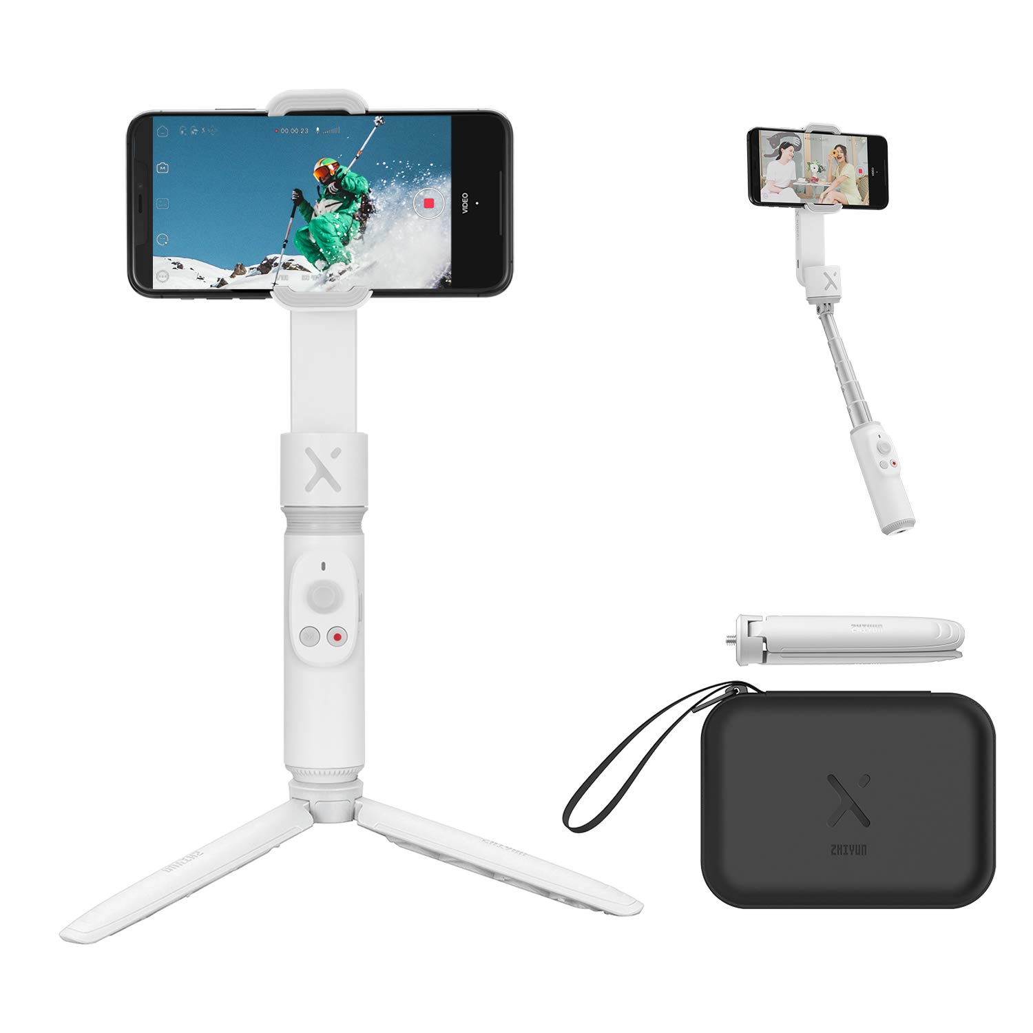 ZHIYUN Smooth-X Official Foldable Smartphone Gimbal Stabilizer Selfie Stick Vlog Youtuber (White Combo)