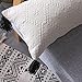 OJIA Boho Lumbar Decorative Throw Pillow Cover, Woven Tassels Cushion Case Minimalist Neutral Collection Accent Cushion Cover for Farmhouse Bed Sofa Living Room Bedroom (12 x 20 inch, Cream White)