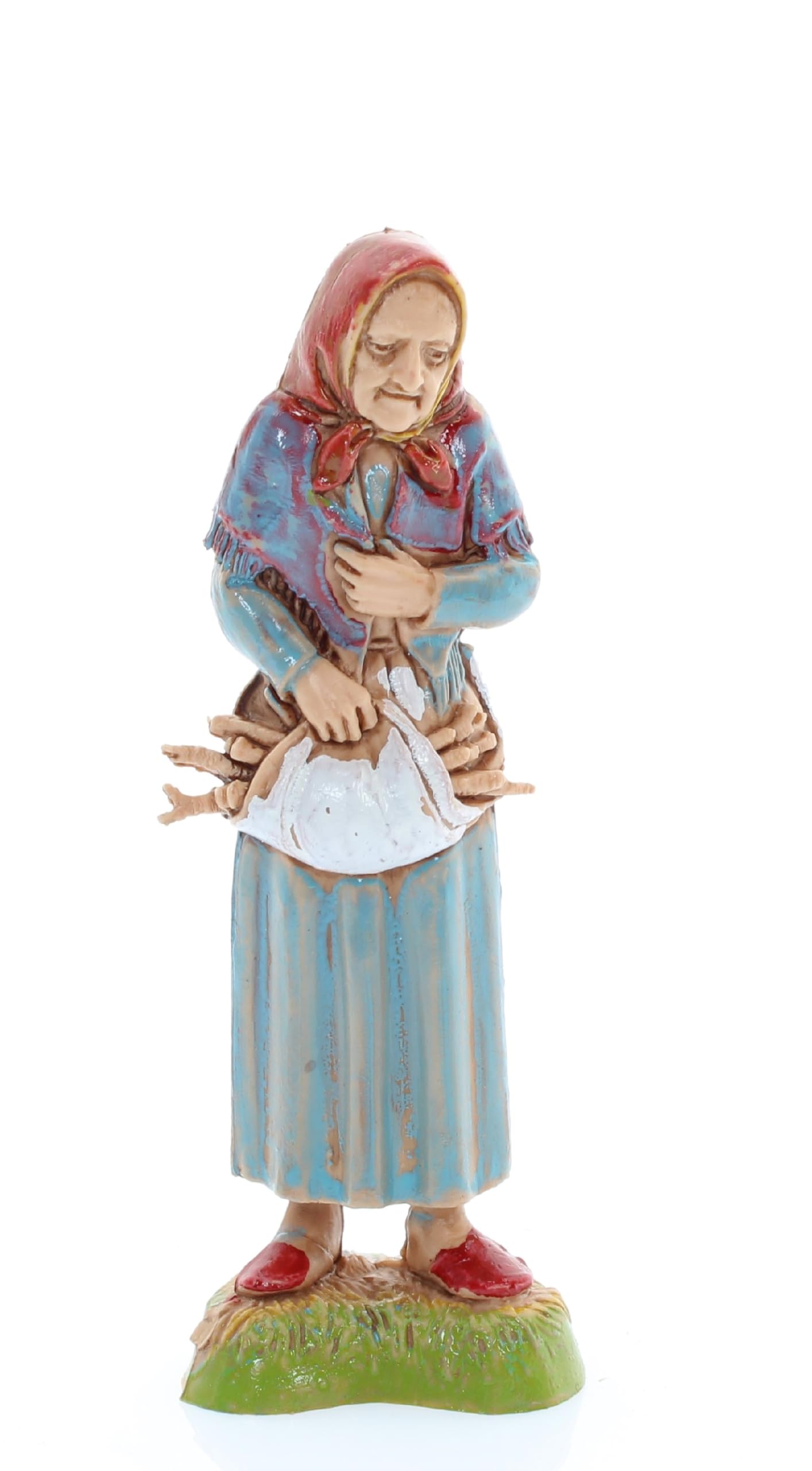 Moranduzzo Old Woman with Firewood for Nativity Scene 4 Inch Scale 1:20 – Height 3.42 in – Resin Figure, Hand-Painted, Sculptor Martino Landi