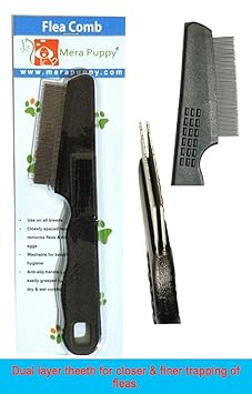 Mera Puppy Flea Comb for All Breed Dogs and Cats (Blue)