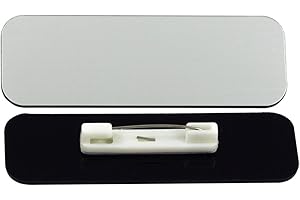 ALL QUALITY Name Tag/Badge Blanks - 25 Pack - Brushed Silver 1" X 3", Round Corners, Pin