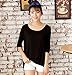Shawhuaa Womens Loose Short Sleeve High-Low Hem T-shirt Tee Black