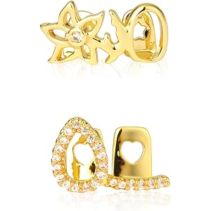Grillz for Women Men, Teeth Jewelry with gems, Hip hop teeth grills for costume, Tooth Covers for Party, Halloween, Cosplay,