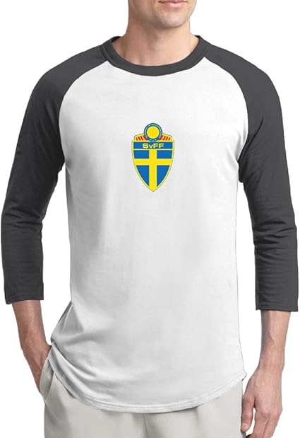 Amazon.com: Sweden National Football Team Logo Black Raglan Sleeves T Shirt For Men - M: Clothing