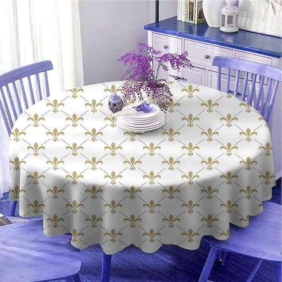 Fleur De Lis Multifuncional Mantel Redondo Patrón Flor De Lis Vintage