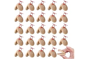 24 Pcs Musical Castanets Instrument, Clap Board Music Educational，Classroom DIY Wooden Percussion Instrument Finger Castanets