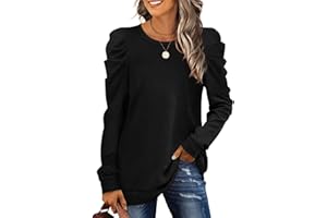 XIEERDUO Women's Sweatshirts Crew Neck Puff Sleeve Pullover Sweaters Loose Clothes Trendy Flowy