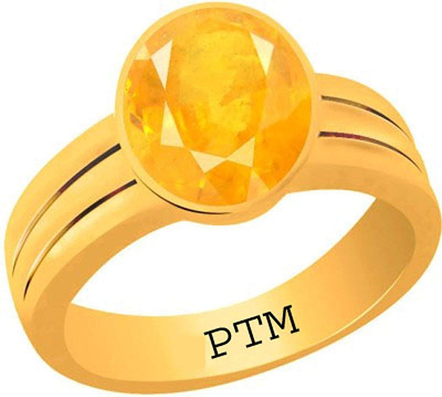 Certified Natural 3.25 Ratti to 10.25 Ratti Or 3 Carat to 9.35 Carat Yellow Sapphire (Pukhraj) Astrological Gemstone Panchdhatu 22 k Gold Plated Ring for Men & Women