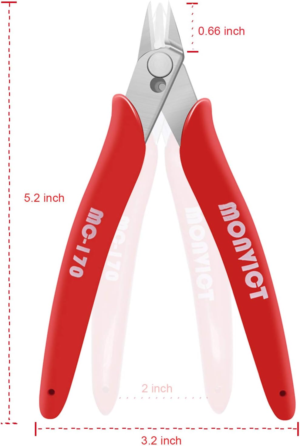 Monvict-170 Flush Cutter, 5 Pack Wire Cutter Side Cutting Pliers Precision Cutter Tools for 3D Printer Work Soft Metal Wire 5 Inch - - 