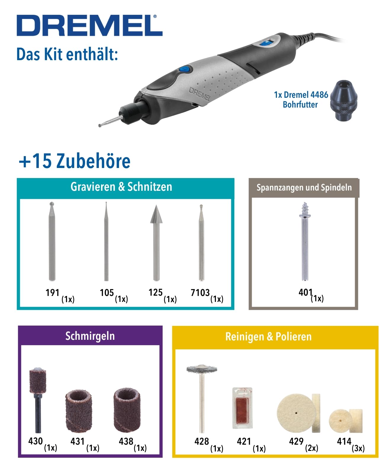 Dremel 2050 Stylo+ Multifunktionswerkzeug 9W Set (mit 15 Zubehören, Variable Drehzahleinstellung bis 22.000 1/min für Gravieren und Kreative Aufgaben mit Glas, Holz, Leder, Stein) mit Kartonverpackung 2