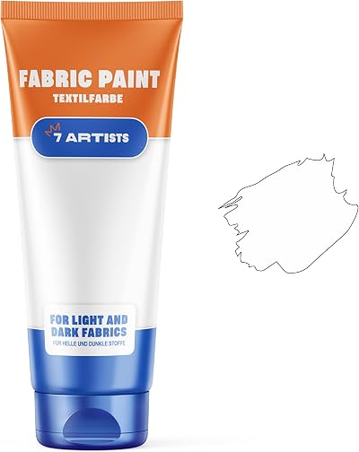 7 Artists White Fabric Paint 60ml - Permanent Textile Dye for All Fabrics