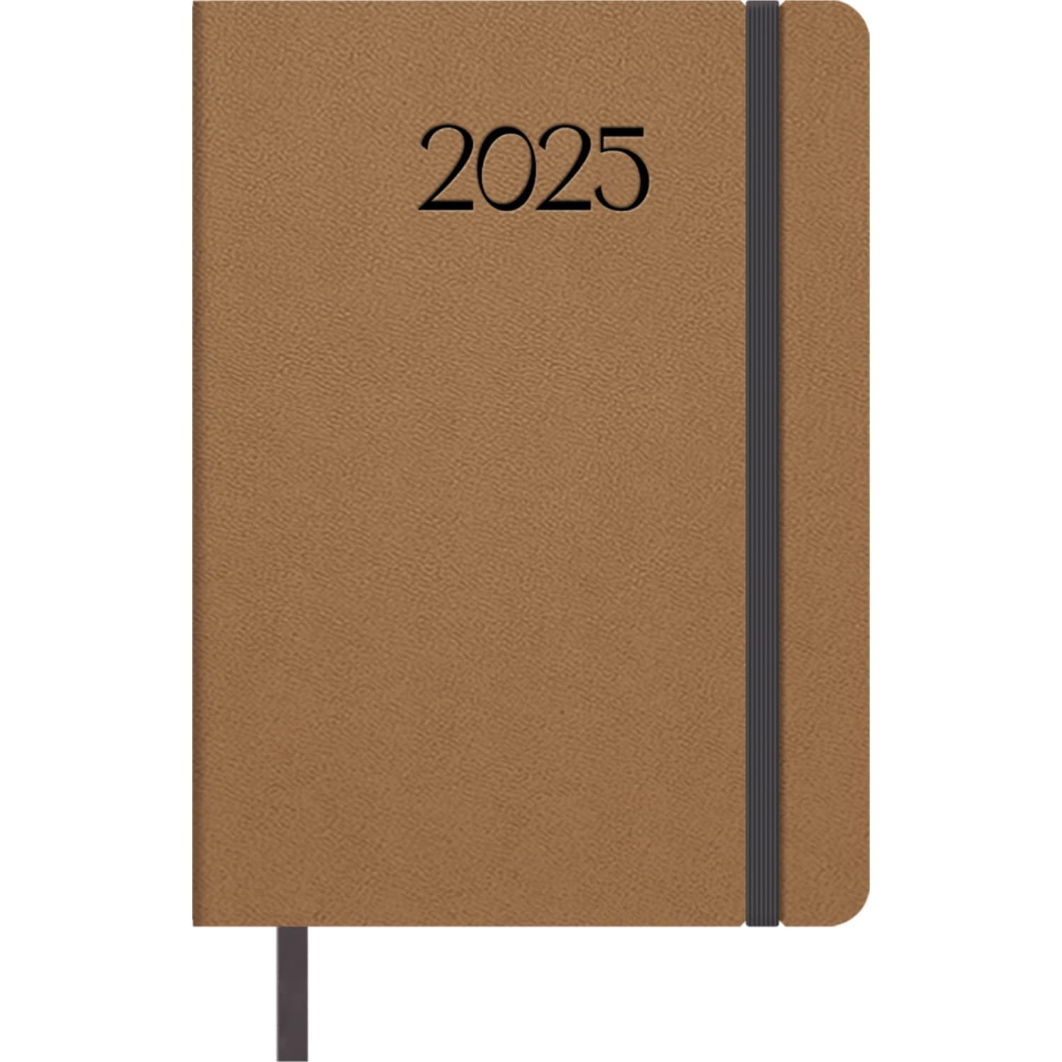 Dohe - 2025 Diary - Day by Page, A5 Size (14 x 20 cm), 12 Months January to December, Flexible Leatherette Cover, Planner in Spanish, Office Supplies - MANHATTAN Cámel