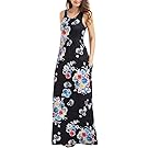 roswear Women's Summer Casual Racerback Sleeveless Tunic Maxi Dress