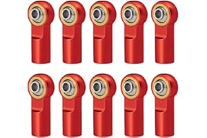 QUE-T 10pcs Metal Link Rod End M4 Ball Joint Head for RC Crawler Car (Red)