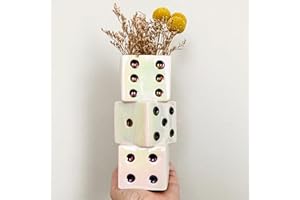 MOUGIGI Ceramic Dice Vase - Unique Decor for Dried Flowers, Rose, Pampas Grass - Stunning Design for Any Modern Space for Inspiring Smiles