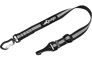 Kurgo Direct to Latch Swivel Tether - Easy-Use Dog Car Harness Clip - Adjustable Ride Strap - Universal Fit for Most Vehicles - Durable Hardware - Backseat Restraint - Charcoal Grey