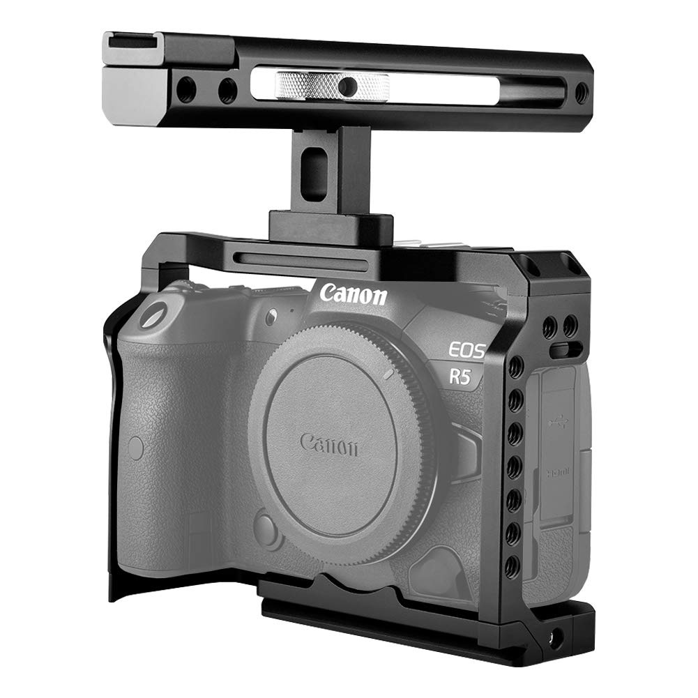 Easy Hood Cage with Top Handle Grip for Canon EOS R6 R5 Camera, Aluminum Alloy Vlogging Video Film M