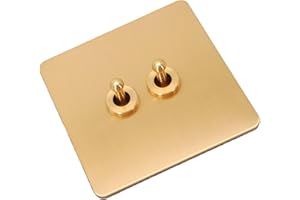 86Type Retro Brass for Toggle Light Rocker Switch With Plate Lever, Gold Tone 1/2 Way Vintage Interior Light Switch On-Off Se