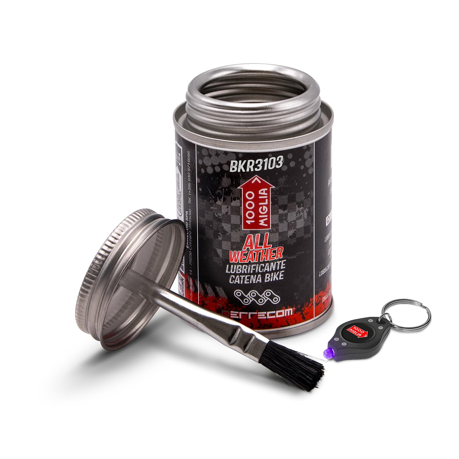 Errecom 1000 Miglia BKR 3103-120 ml Can, All Weather Lube Bike Chain, for All Weather Conditions, Brush included