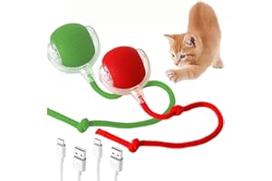 2 Pack Interactive Cat Toy Balls, Automatic Interactive Cat Toys with Fast Smart Movement, USB Rechargeability and Durable Ca