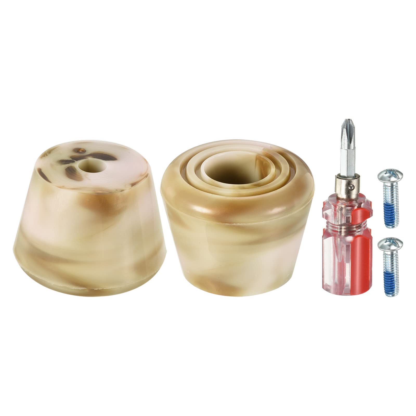 PATIKIL Roller Skate Toe Stops with Screwdriver, 1 Pair 82A Rubber Brake Stoppers Block for Roller Skate Accessories Replacement, Mixed Brown White