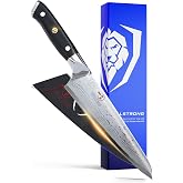 Dalstrong 7" Chef Knife - AUS-10V Damascus | Shogun Elite - Full-Tang, Black G10 Handle - Sheath Included - Razor Sharp