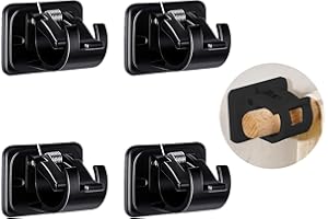 SHXXYLJH Curtain Rod Black Brackets Set No Drilling,Hanger Crossbar Drapery Fixings,Wall Mount Self Adhesive Drapery Hook Holders,Nail Free Adjustable.for Bathroom Kitchen Home Bathroom & Hotel Use(4Pcs)