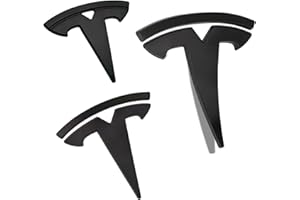 Rongxu auto Tesla Model Y Logo Cover Sticker Front Trunk/Rear Trunk Logo Decal Cover 3Pcs/Set, Tesla Model Y Accessories Emblem Sticker, Matt Black