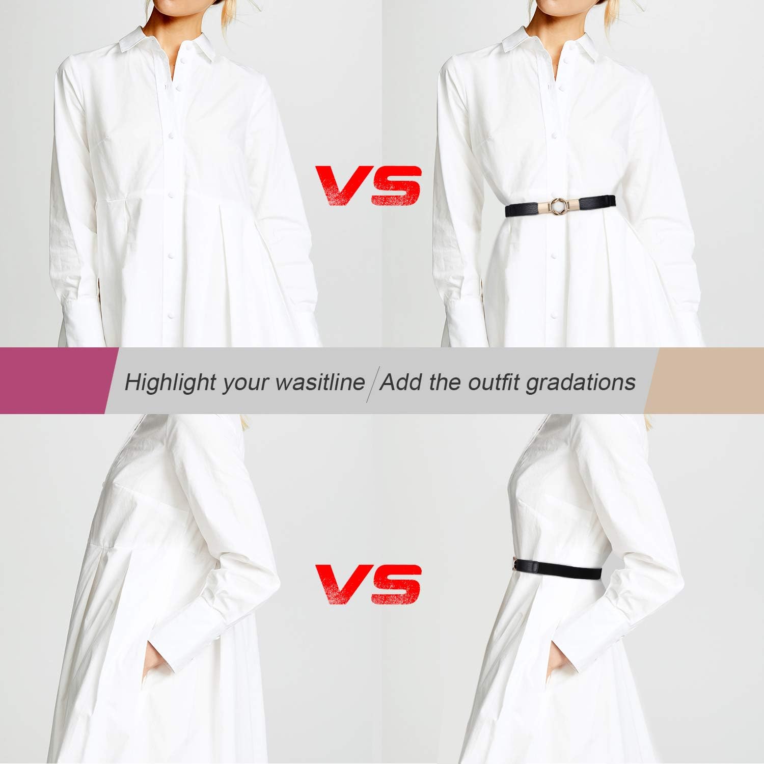 Women Skinny Belt for Dresses Retro Stretch Ladies Waist Belt Plus Size Set of 4 at  Women’s Clothing store