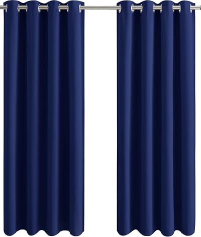 Aspire Homeware Blackout Curtains 66x90 Eyelet Navy 2 Panels Thermal