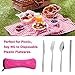 Wayber 4 Pcs Portable Stainless Steel Camping Flatware Set (Knife Fork Spoon Chopsticks) with Lightweight Soft Neoprene Case, Eco-Friendly Ideal for Traveling/Party/Business Trip/Office (Pink)